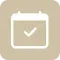 Calendar icon with checkmark – scheduling or completed date