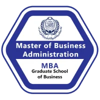 Master of Business Administration certification badge from a graduate school of business